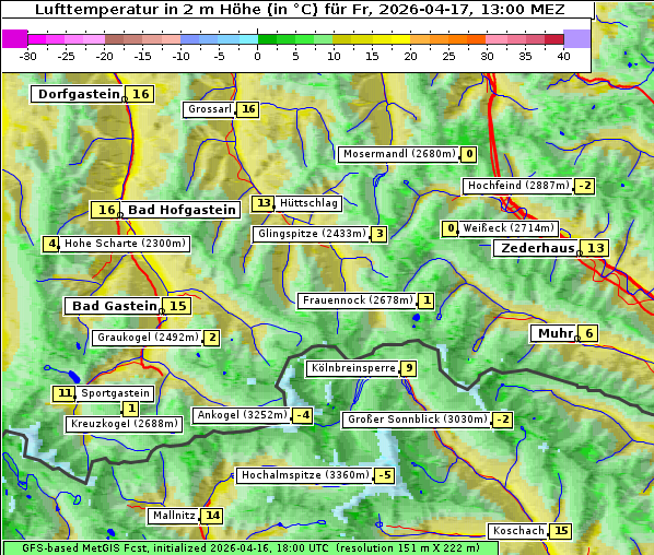Temperatur, 17. 4. 2026