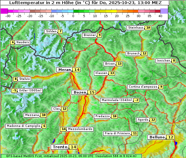 Temperatur, 23. 10. 2025