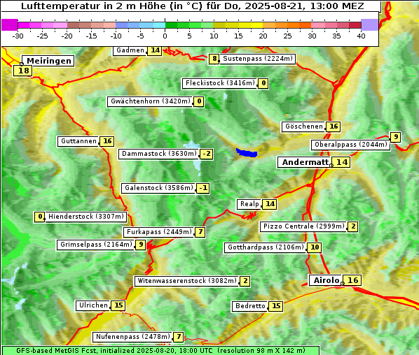 Temperatur, 21. 8. 2025