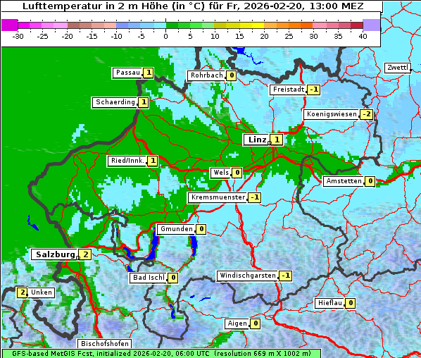 Temperatur, 20. 2. 2026