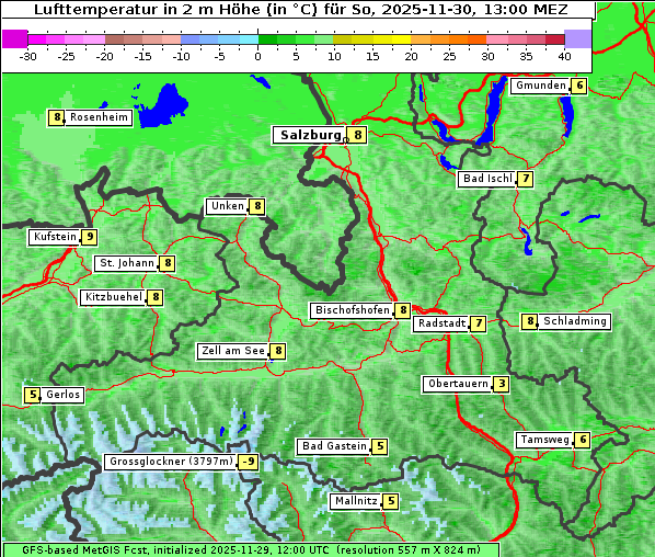 Temperatur, 30. 11. 2025