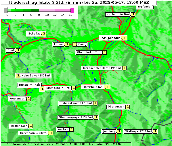 Niederschlag, 17. 5. 2025
