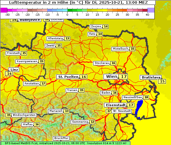 Temperatur, 21. 10. 2025