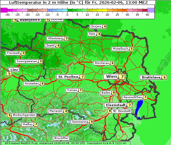 Temperatur, 6. 2. 2026