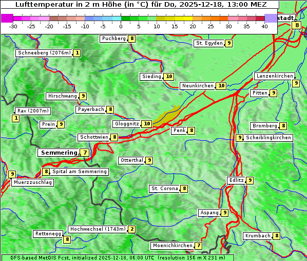 Temperatur, 18. 12. 2025