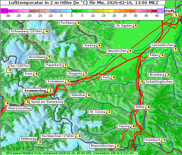 Temperatur, 16. 2. 2026