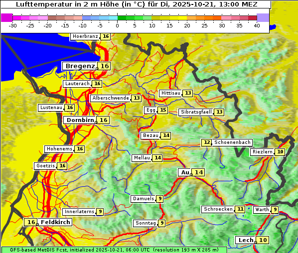 Temperatur, 21. 10. 2025