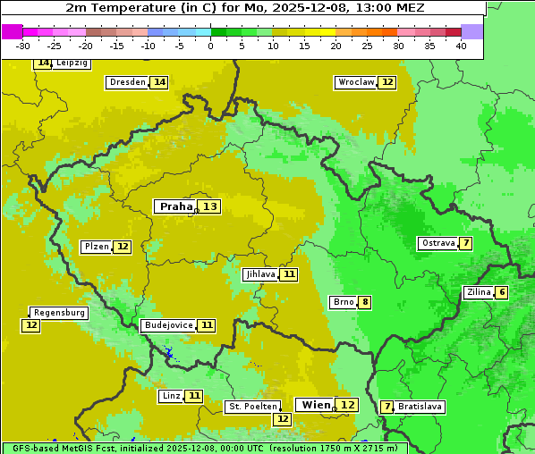 Temperatur, 8. 12. 2025