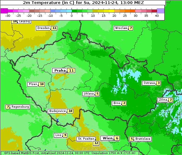 Temperatur, 24. 11. 2024