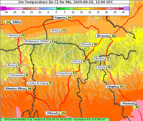 Temperatur, 18. 8. 2025