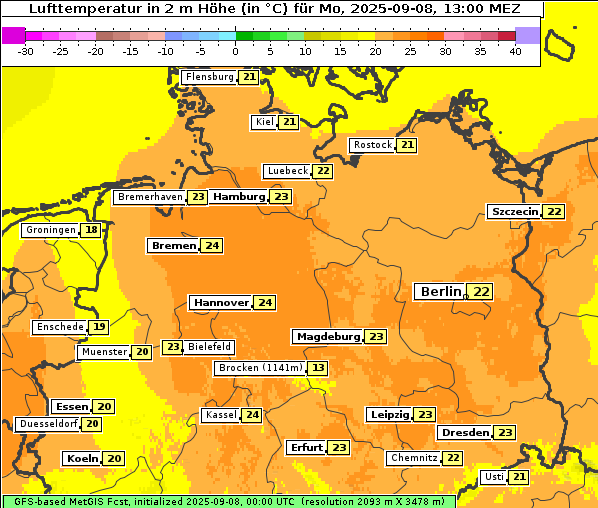 Temperatur, 8. 9. 2025