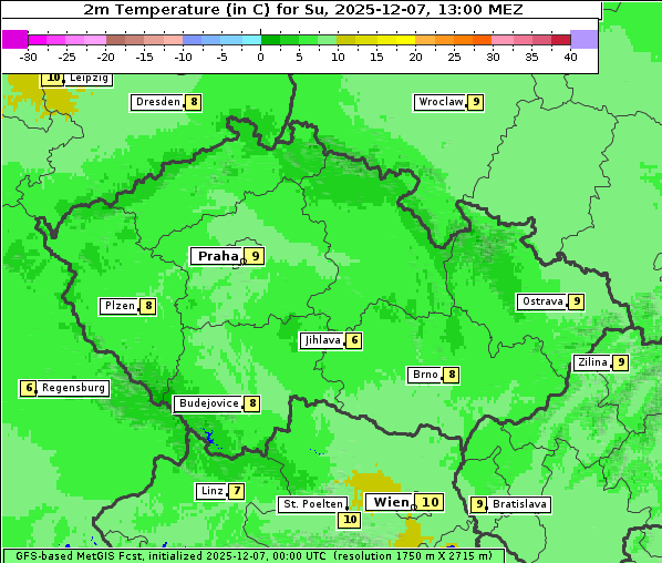 Temperatur, 7. 12. 2025