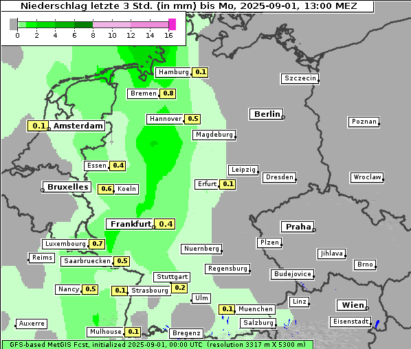 Niederschlag, 1. 9. 2025