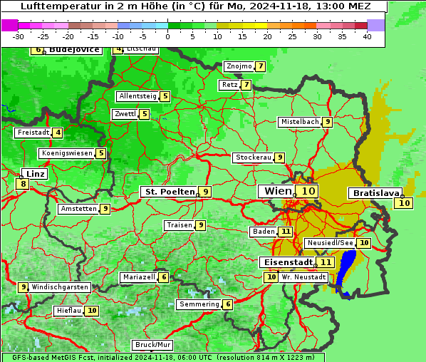 Temperatur, 18. 11. 2024