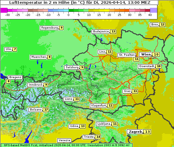 Temperatur, 14. 4. 2026