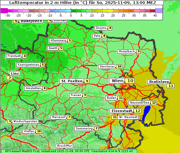 Temperatur, 9. 11. 2025
