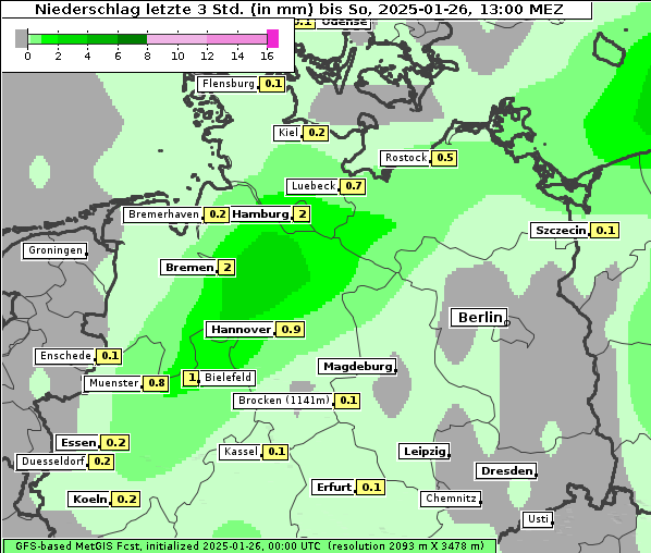 Niederschlag, 26. 1. 2025