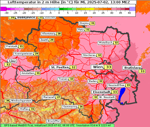 Temperatur, 2. 7. 2025