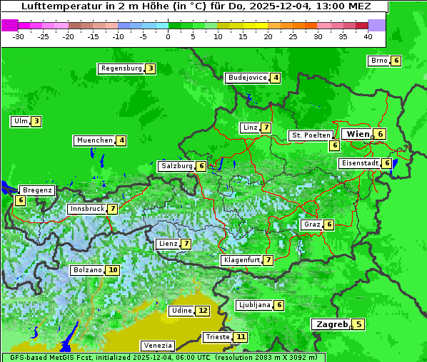 Temperatur, 4. 12. 2025