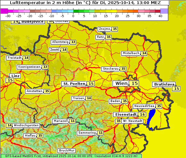 Temperatur, 14. 10. 2025