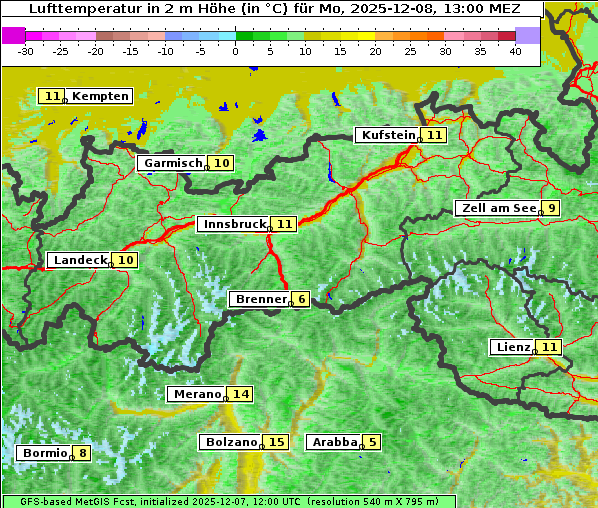 Temperatur, 8. 12. 2025