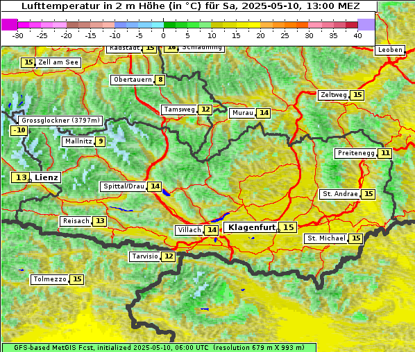 Temperatur, 10. 5. 2025