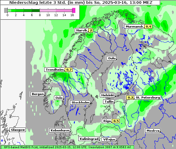 Niederschlag, 16. 3. 2025