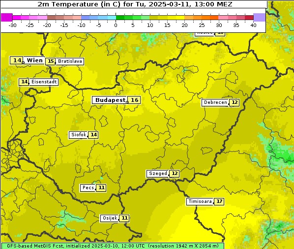 Temperatur, 11. 3. 2025