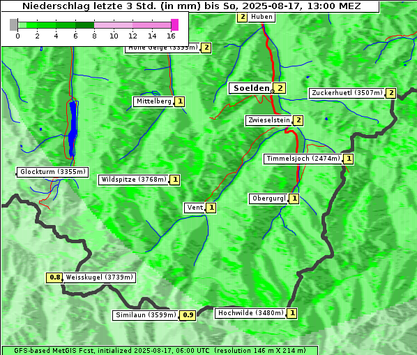 Niederschlag, 17. 8. 2025