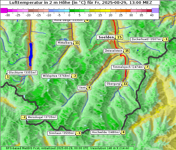 Temperatur, 29. 8. 2025