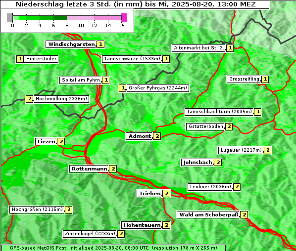 Niederschlag, 20. 8. 2025