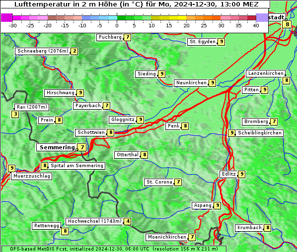 Temperatur, 30. 12. 2024