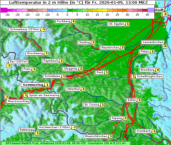 Temperatur, 9. 1. 2026