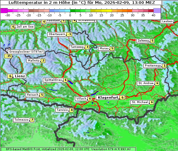 Temperatur, 9. 2. 2026