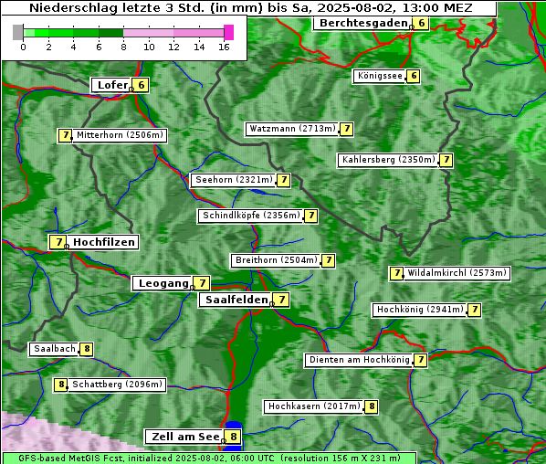 Niederschlag, 2. 8. 2025