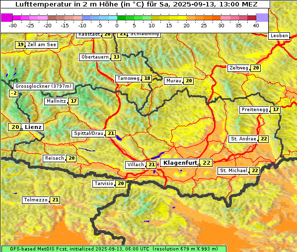 Temperatur, 13. 9. 2025
