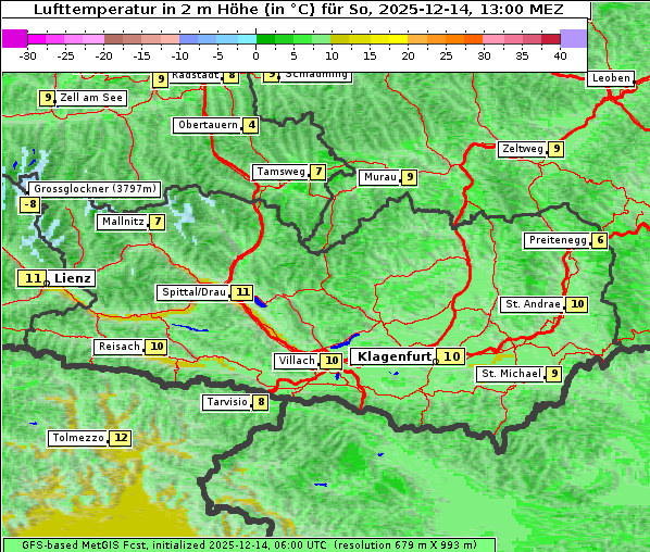 Temperatur, 14. 12. 2025