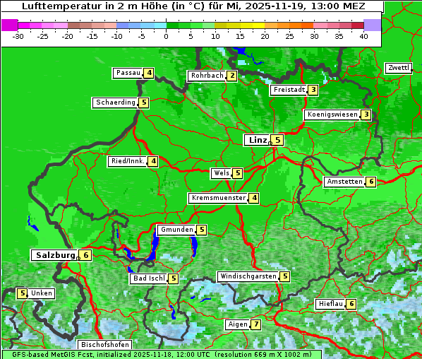 Temperatur, 19. 11. 2025