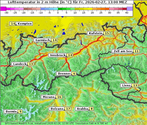 Temperatur, 27. 2. 2026