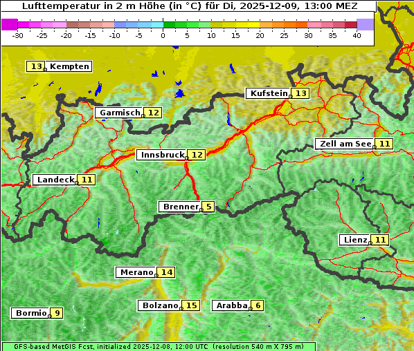 Temperatur, 9. 12. 2025