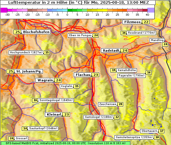 Temperatur, 18. 8. 2025