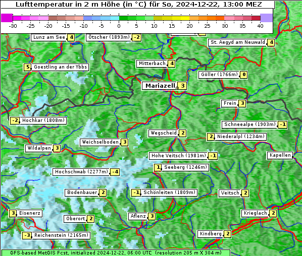 Temperatur, 22. 12. 2024