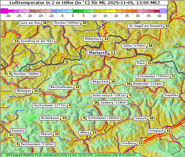 Temperatur, 5. 11. 2025