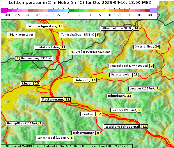 Temperatur, 16. 4. 2026