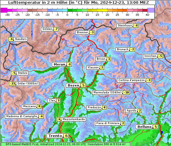 Temperatur, 23. 12. 2024