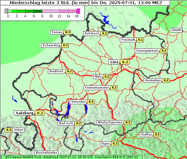 Niederschlag, 31. 7. 2025