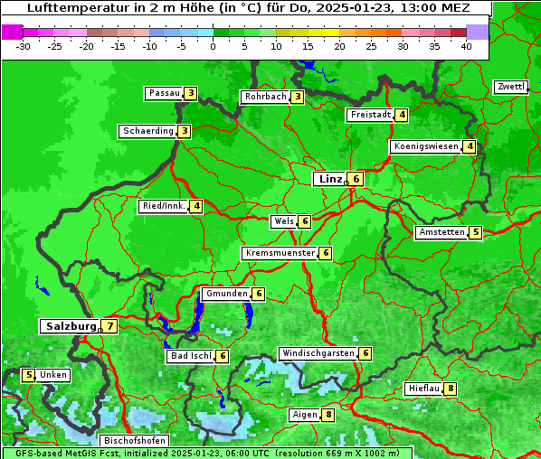 Temperatur, 23. 1. 2025