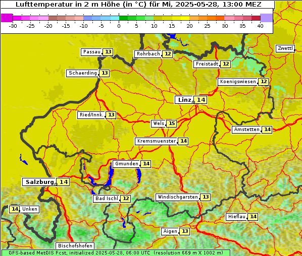 Temperatur, 28. 5. 2025