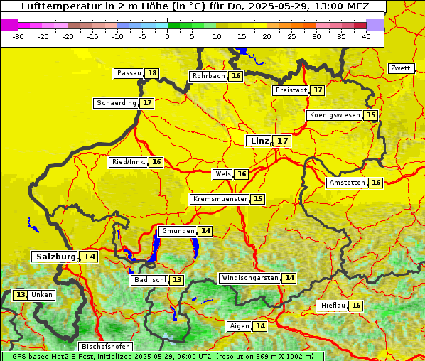Temperatur, 29. 5. 2025