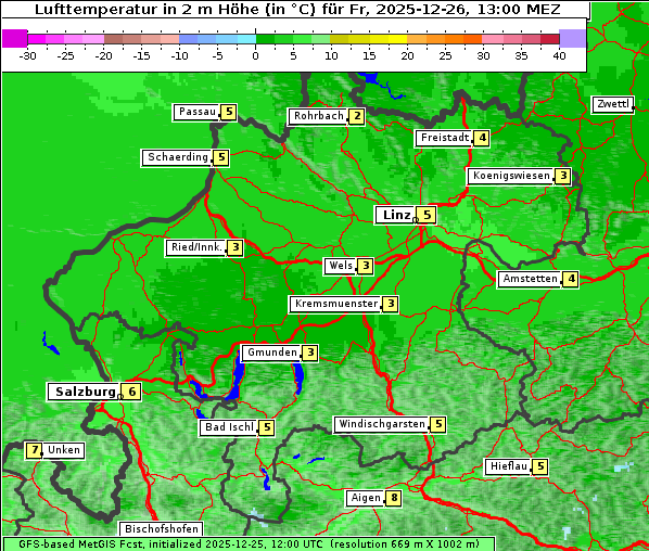 Temperatur, 26. 12. 2025